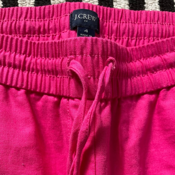 J.Crew Hot Pink Linen Pants Size 4 Nearly Capri Length - Picture 3 of 5
